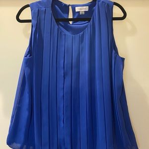 Blue pleated Calvin Klein tank